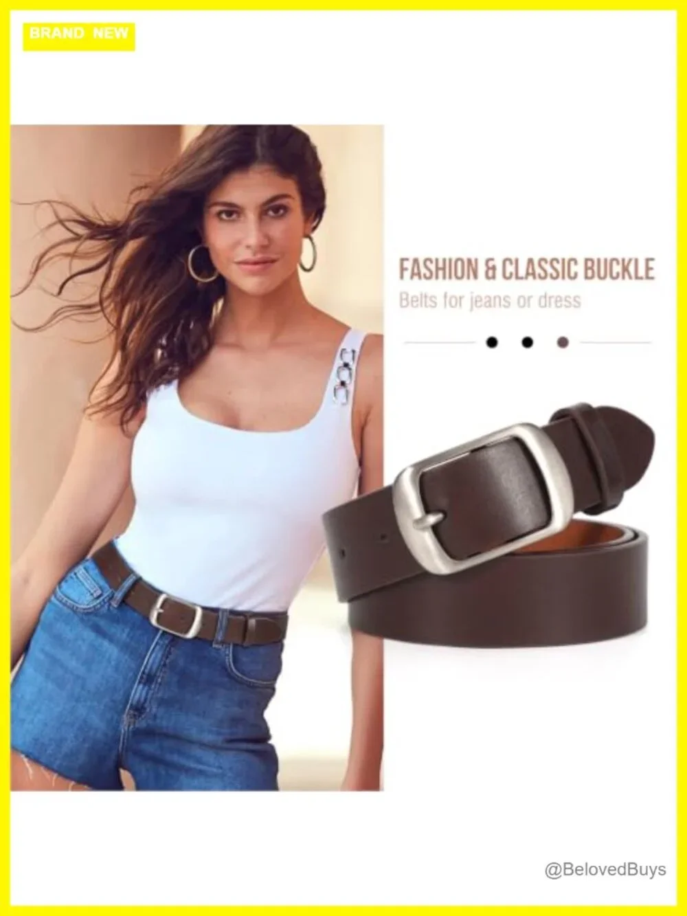 2 Pack Women's Faux Leather Belts for Jeans Classic Waist Belts Adjustable